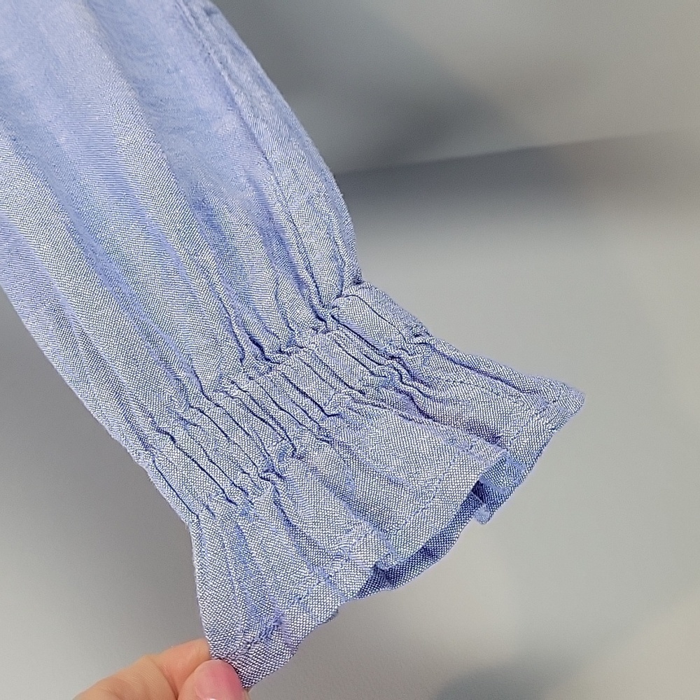 Zara Linen Button Down Ruffle Top - image 3